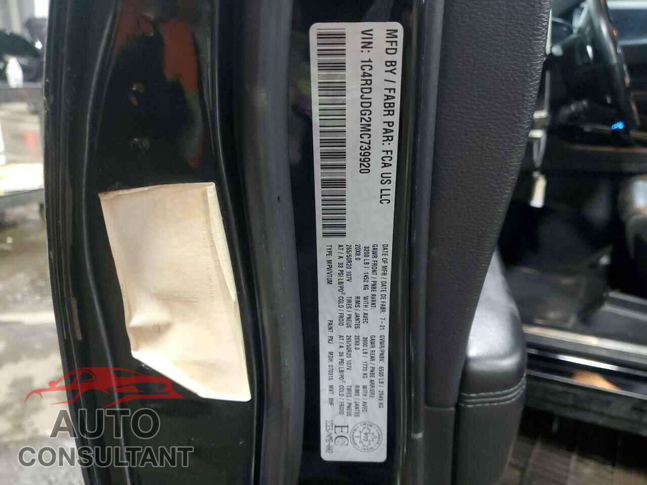 DODGE DURANGO 2021 - 1C4RDJDG2MC739920