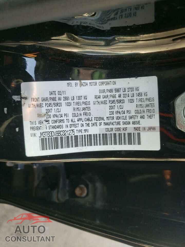 MAZDA CX-9 2011 - JM3TB3DV8B0321275