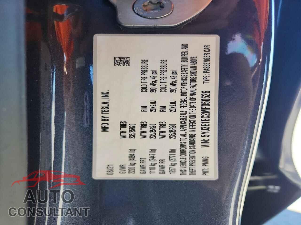TESLA MODEL 3 2021 - 5YJ3E1EC2MF050526