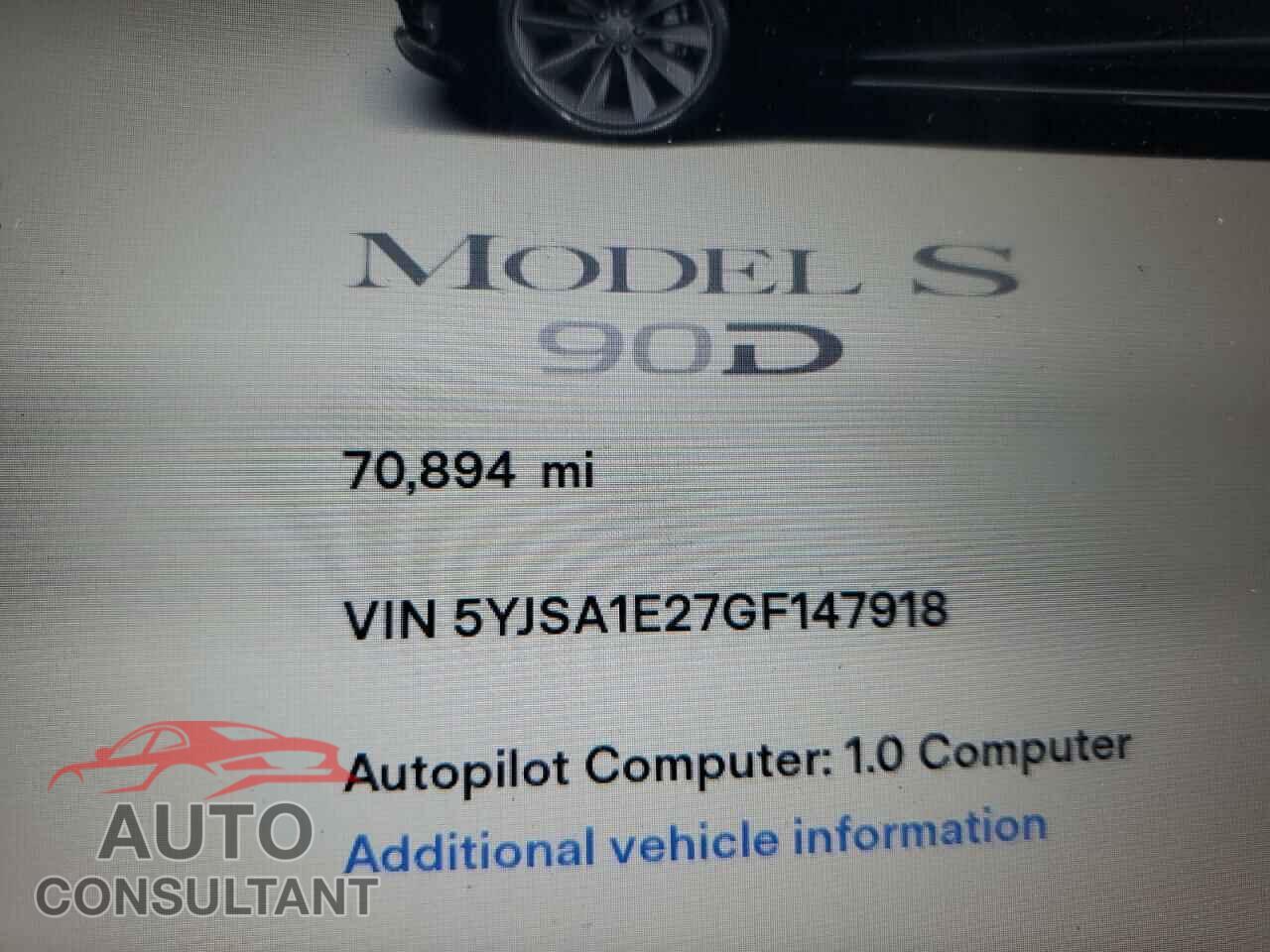 TESLA MODEL S 2016 - 5YJSA1E27GF147918