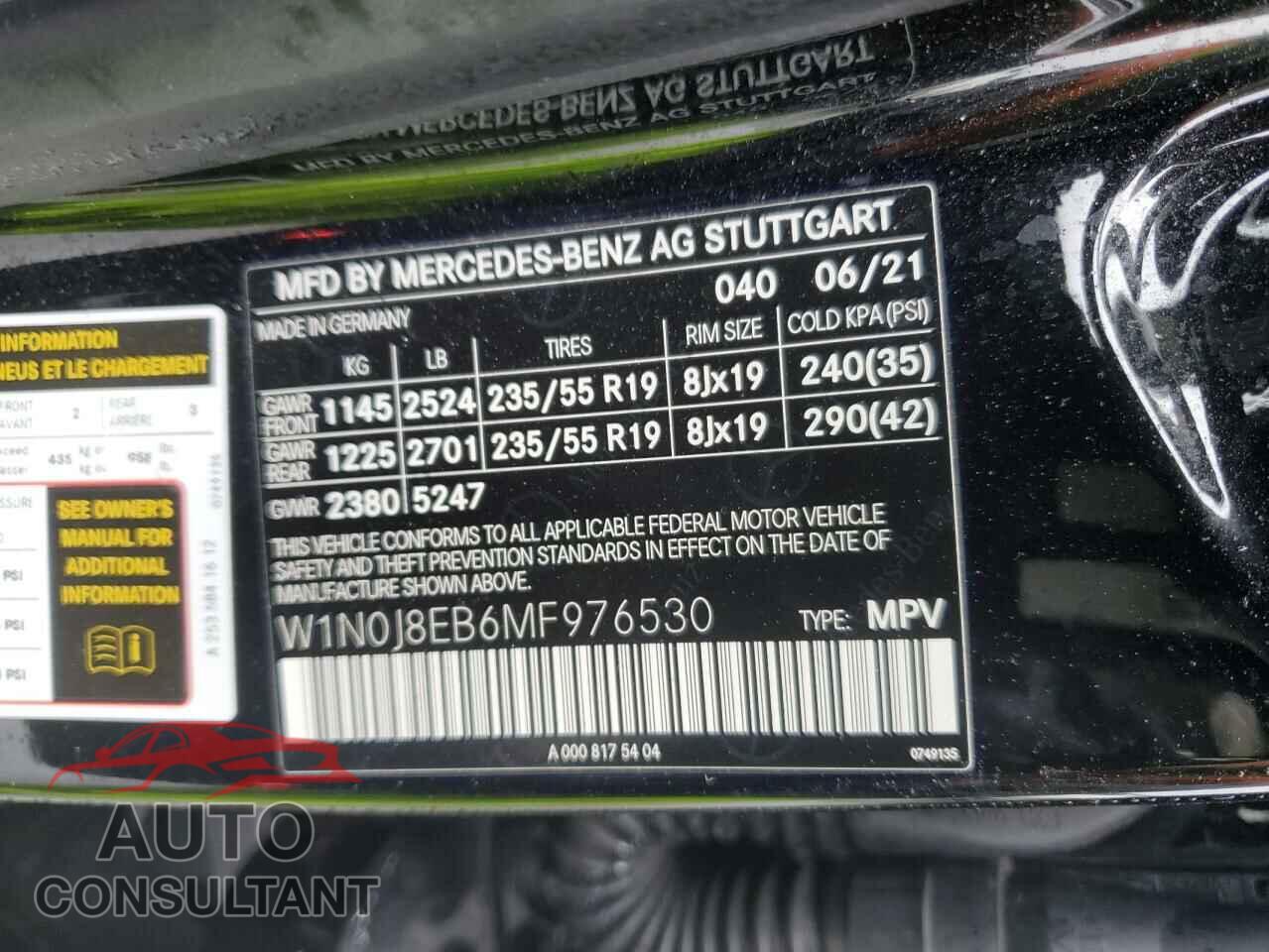 MERCEDES-BENZ GLC-CLASS 2021 - W1N0J8EB6MF976530