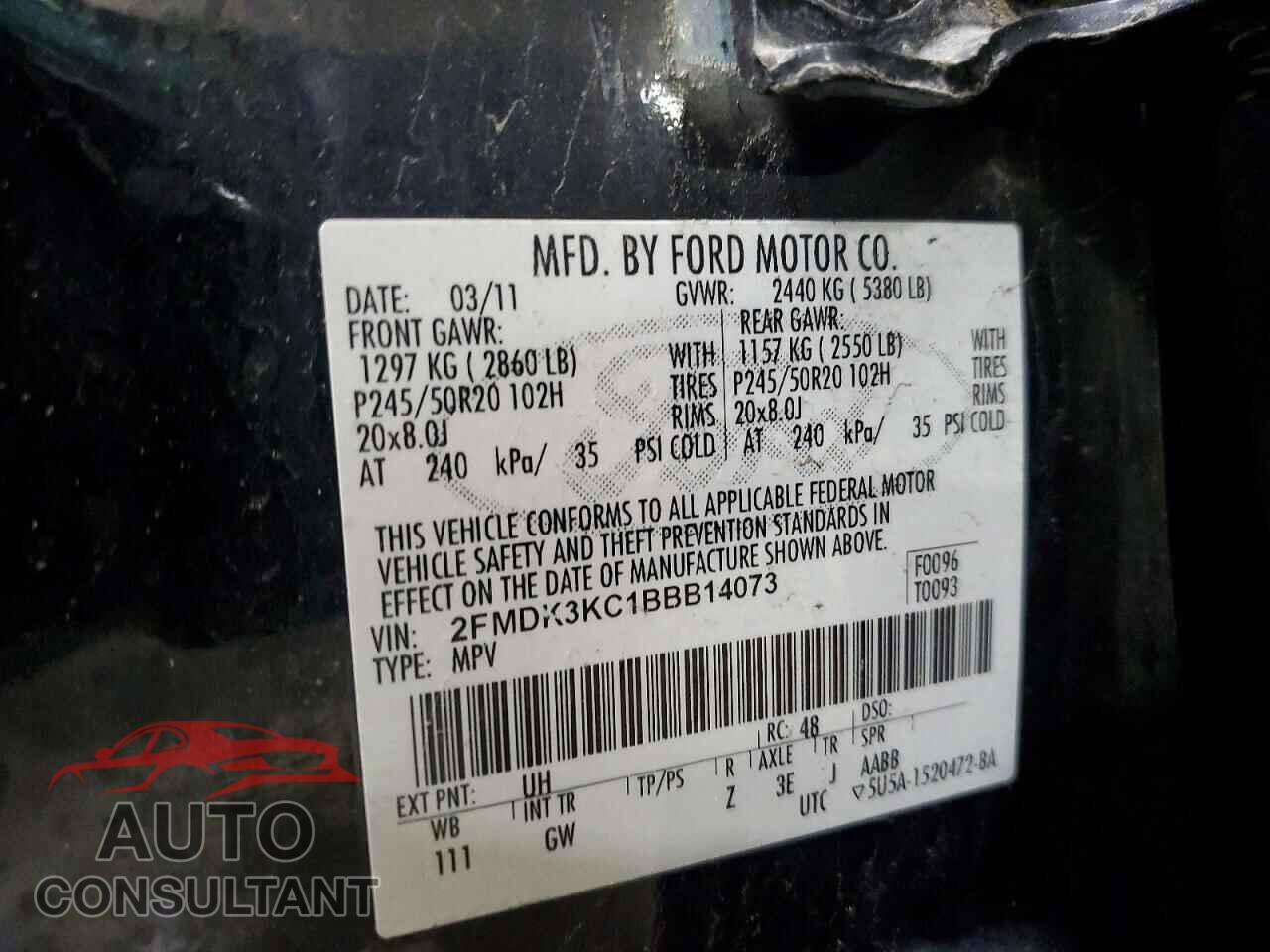 FORD EDGE 2011 - 2FMDK3KC1BBB14073