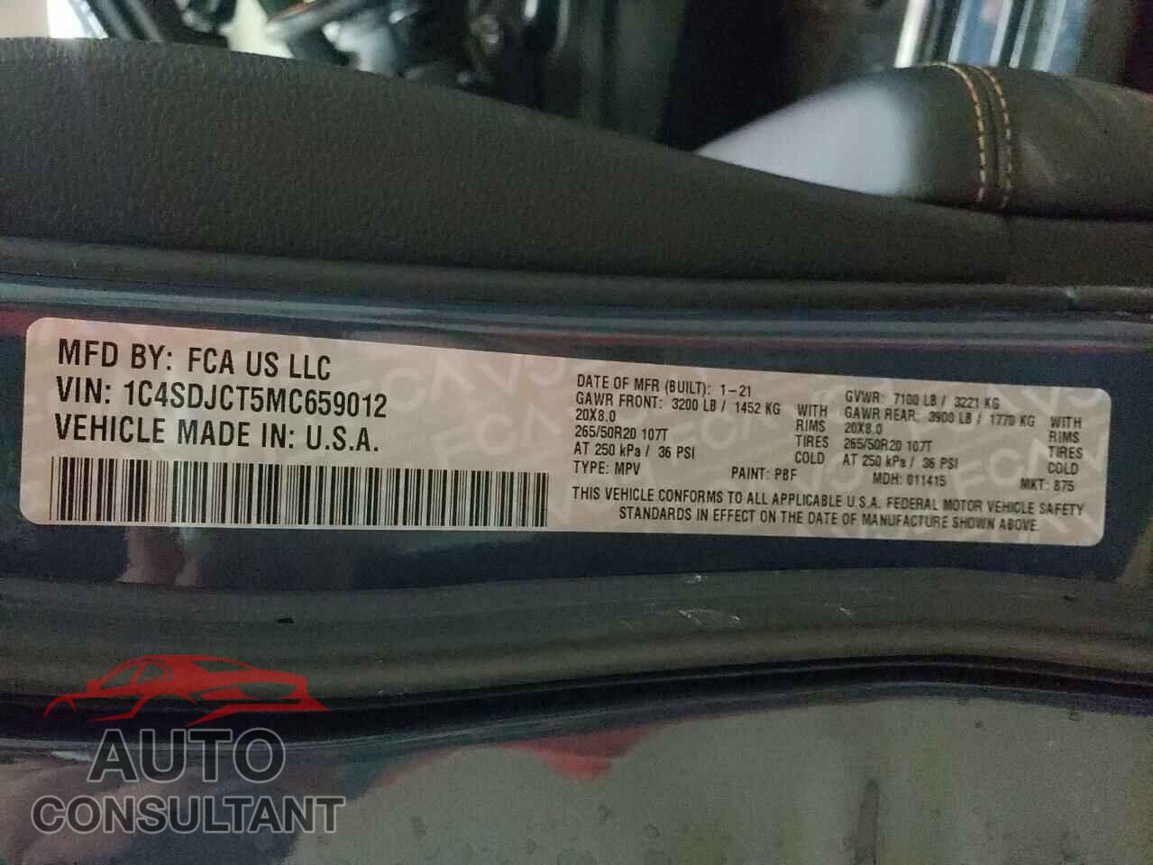 DODGE DURANGO 2021 - 1C4SDJCT5MC659012