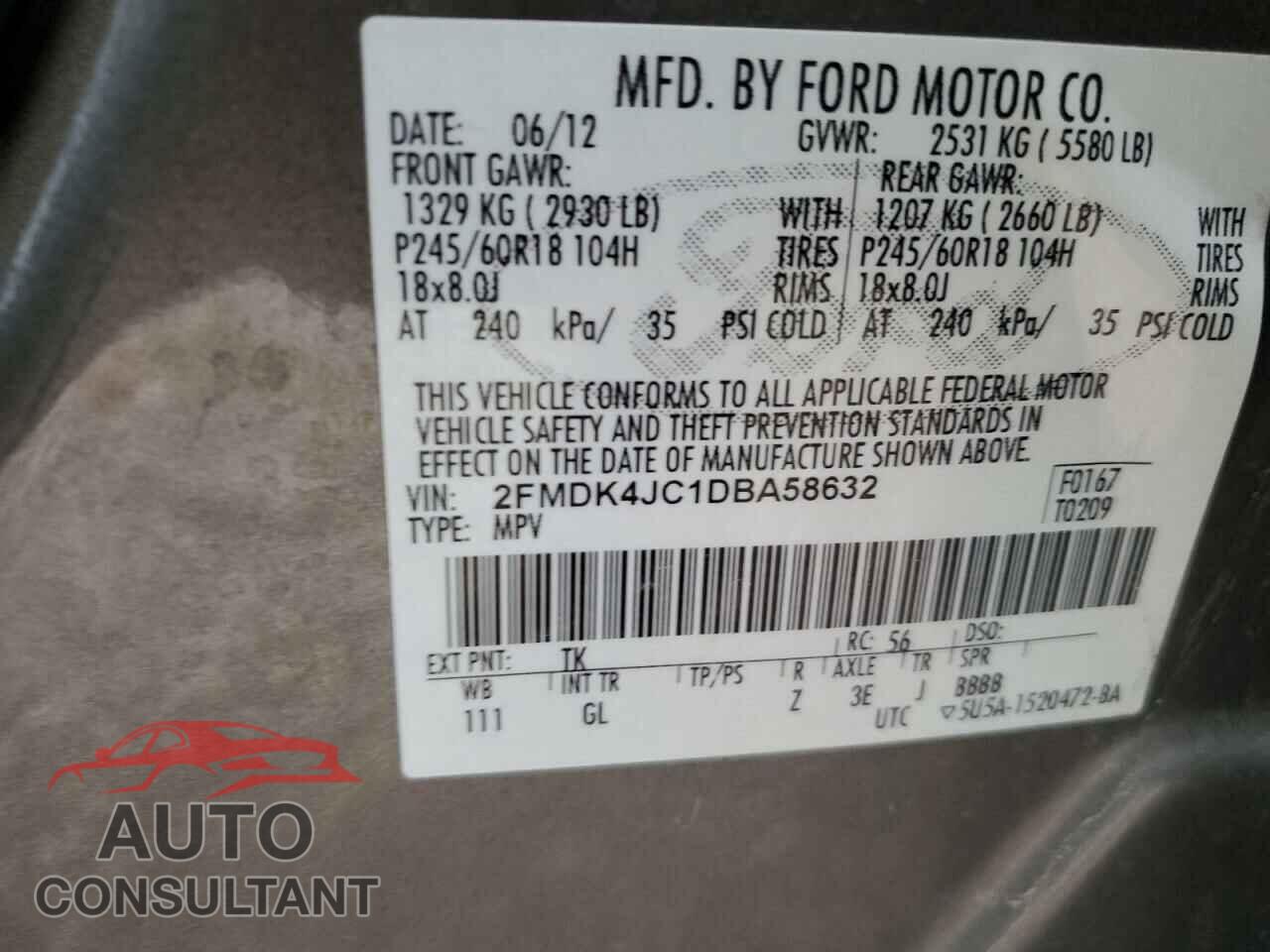 FORD EDGE 2013 - 2FMDK4JC1DBA58632