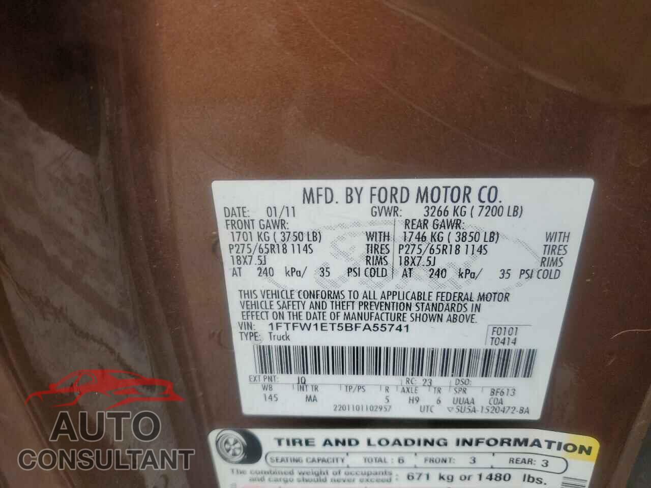 FORD F-150 2011 - 1FTFW1ET5BFA55741