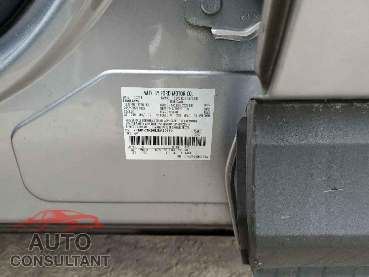 FORD EDGE 2020 - 2FMPK3K96LBA20550