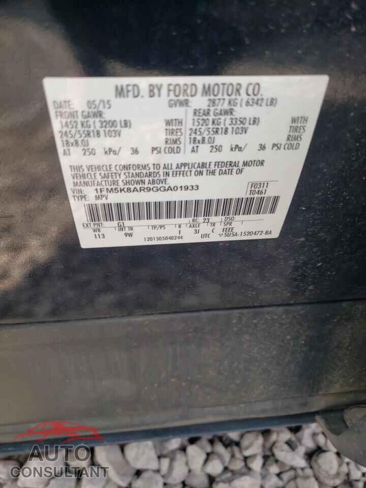 FORD EXPLORER 2016 - 1FM5K8AR9GGA01933