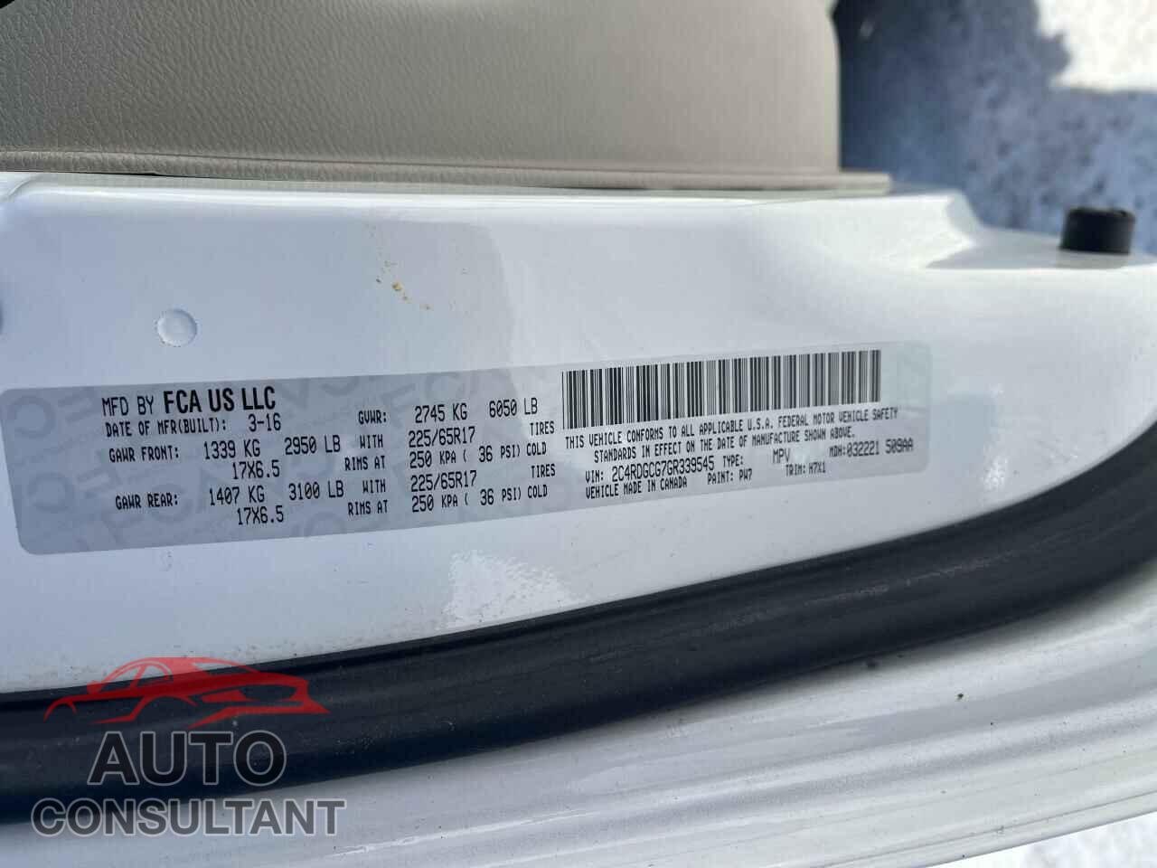 DODGE CARAVAN 2016 - 2C4RDGCG7GR339545