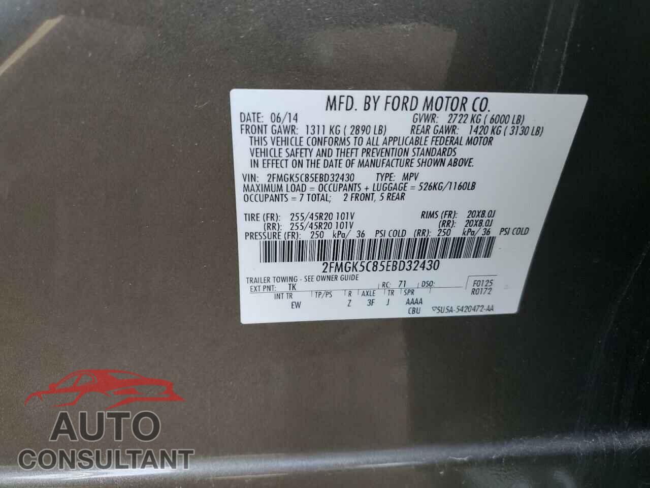 FORD FLEX 2014 - 2FMGK5C85EBD32430