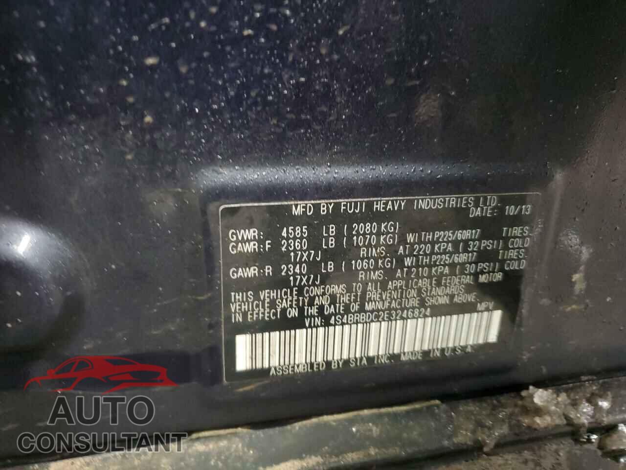 SUBARU OUTBACK 2014 - 4S4BRBDC2E3246824
