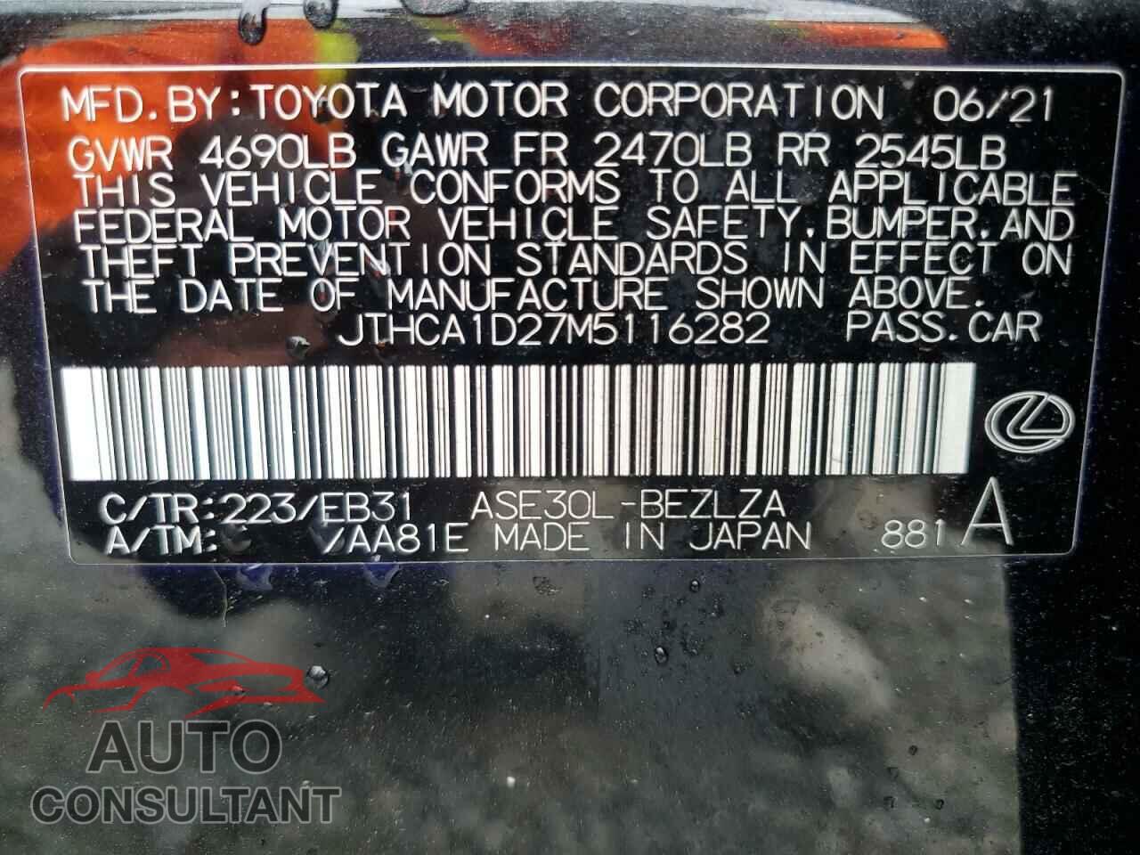 LEXUS IS 2021 - JTHCA1D27M5116282