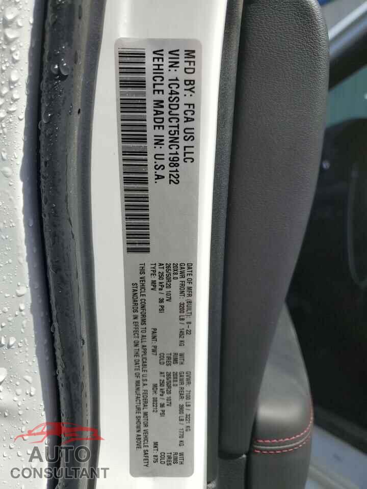 DODGE DURANGO 2022 - 1C4SDJCT5NC198122
