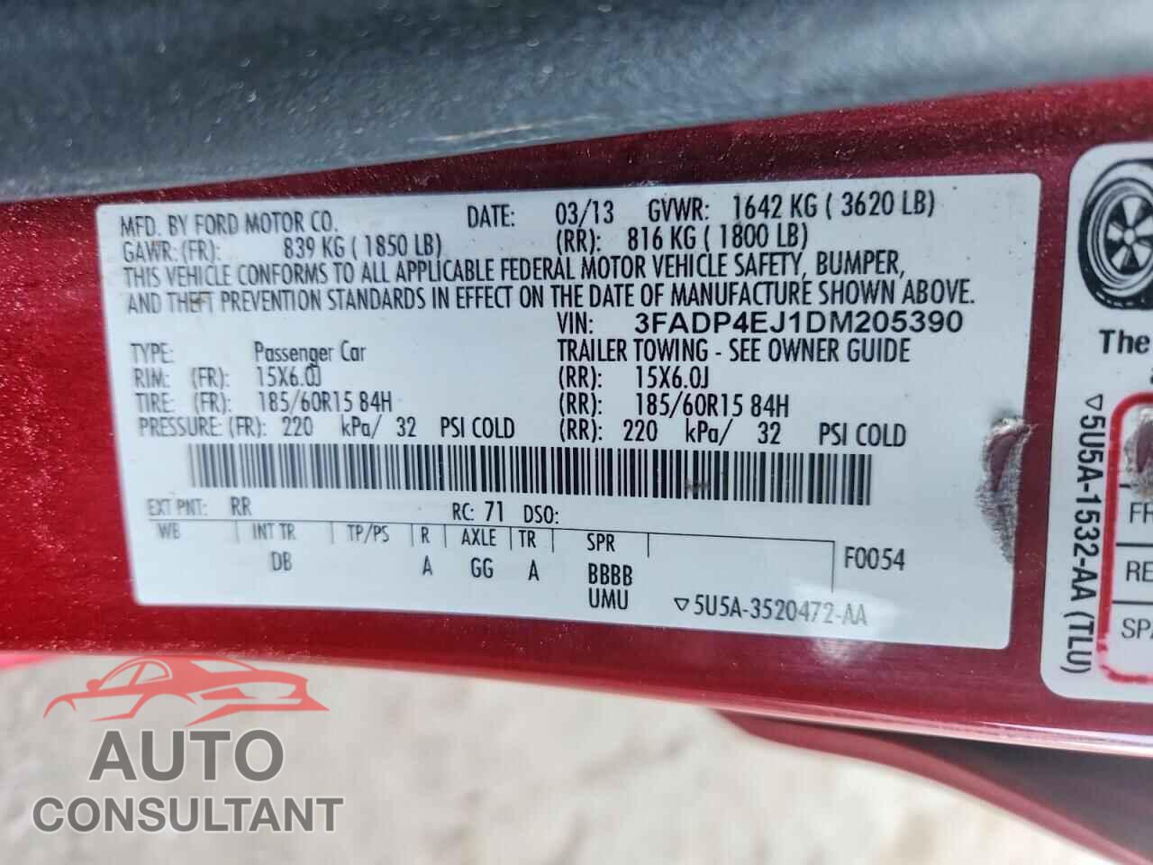FORD FIESTA 2013 - 3FADP4EJ1DM205390