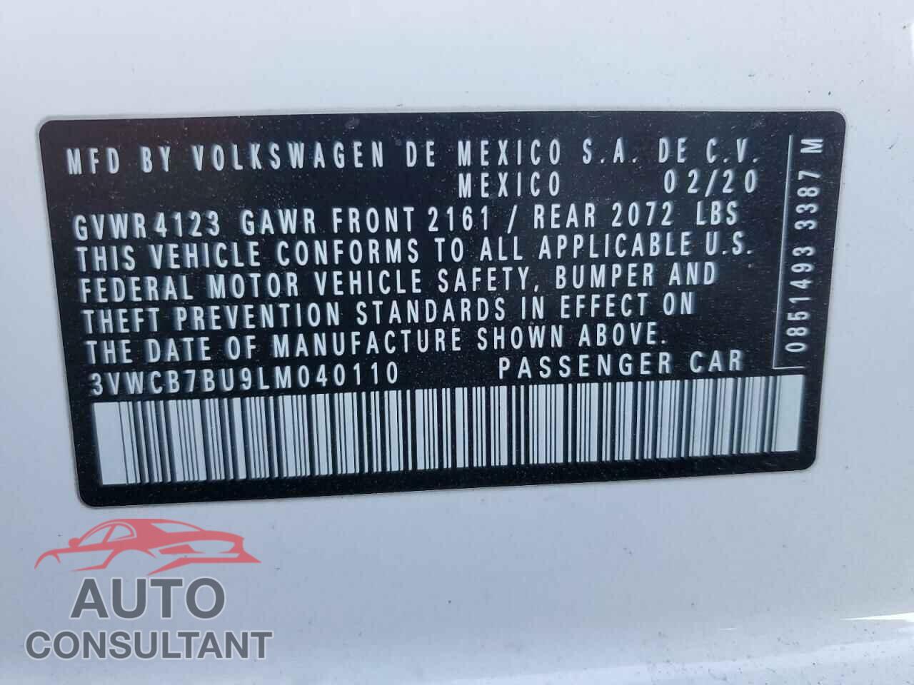 VOLKSWAGEN JETTA 2020 - 3VWCB7BU9LM040110