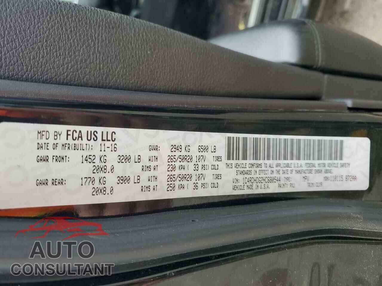 DODGE DURANGO 2017 - 1C4RDHDG2HC680544