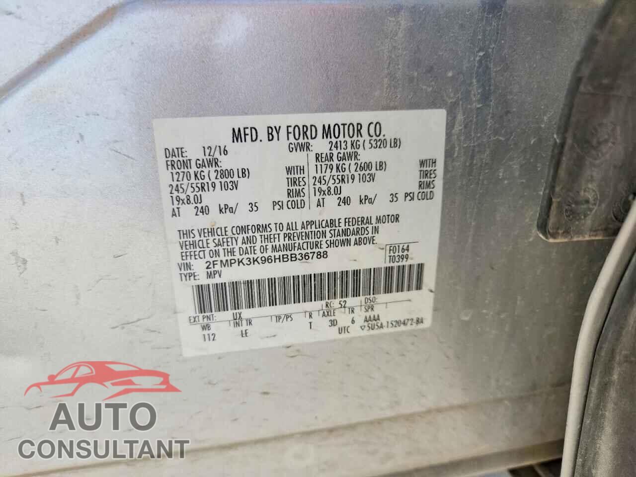 FORD EDGE 2017 - 2FMPK3K96HBB36788