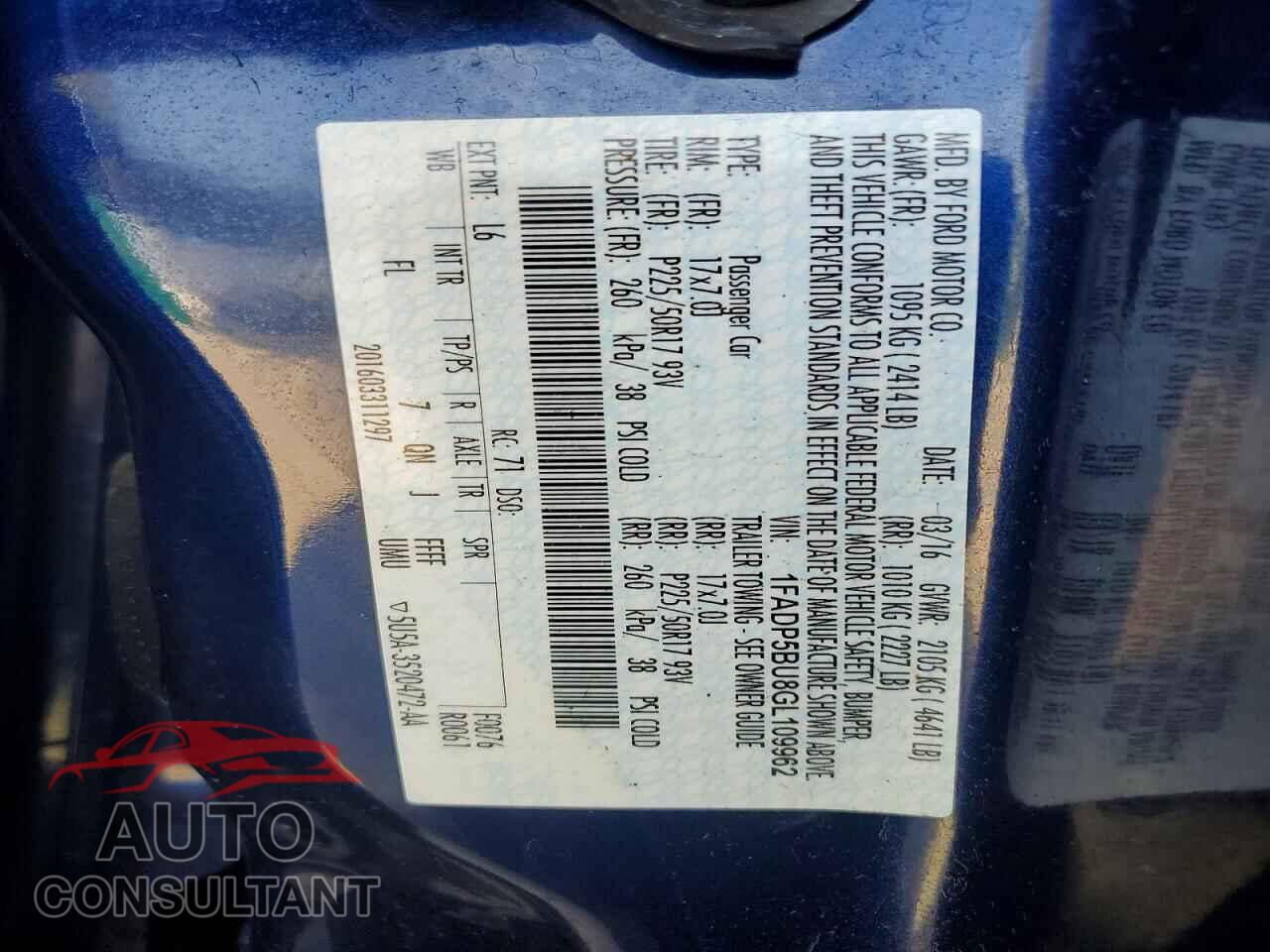 FORD CMAX 2016 - 1FADP5BU8GL109962