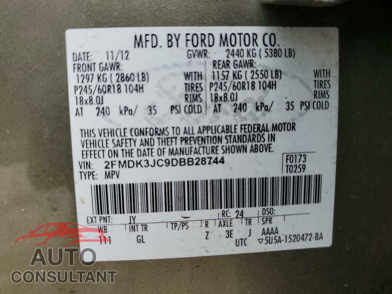 FORD EDGE 2013 - 2FMDK3JC9DBB28744