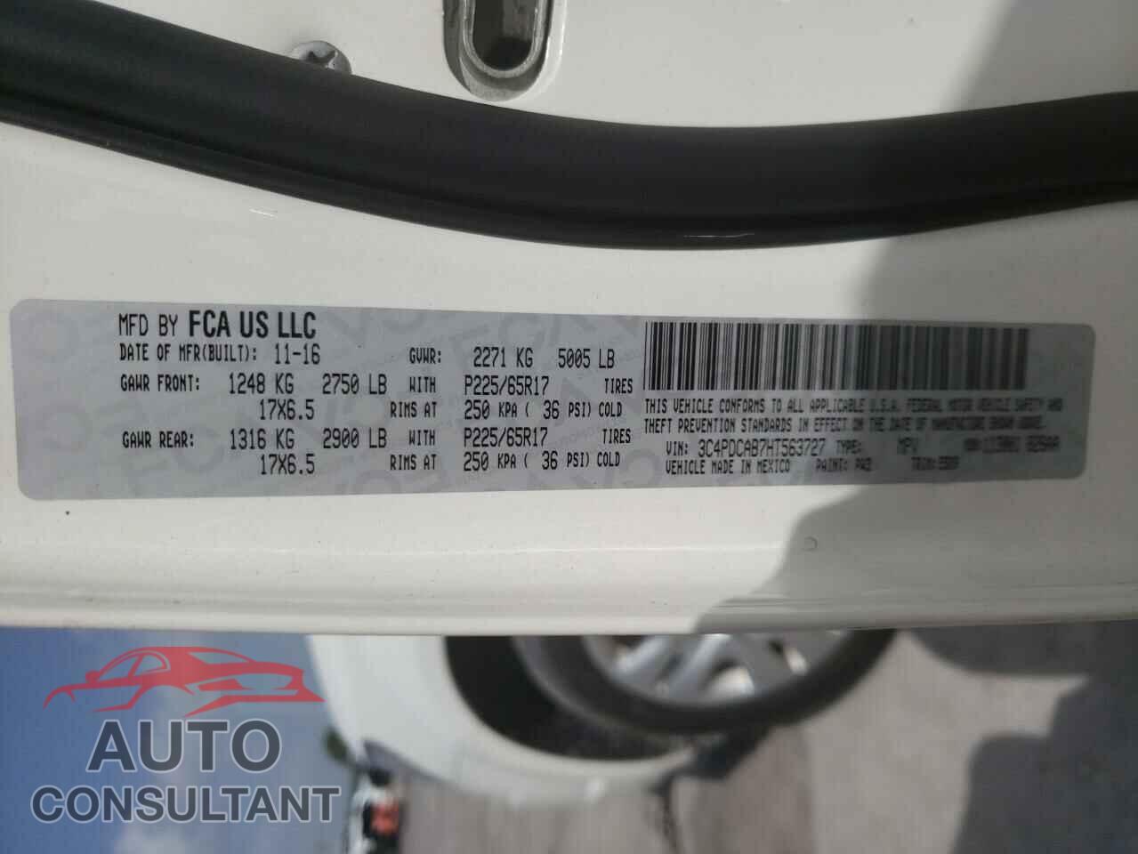 DODGE JOURNEY 2017 - 3C4PDCAB7HT563727