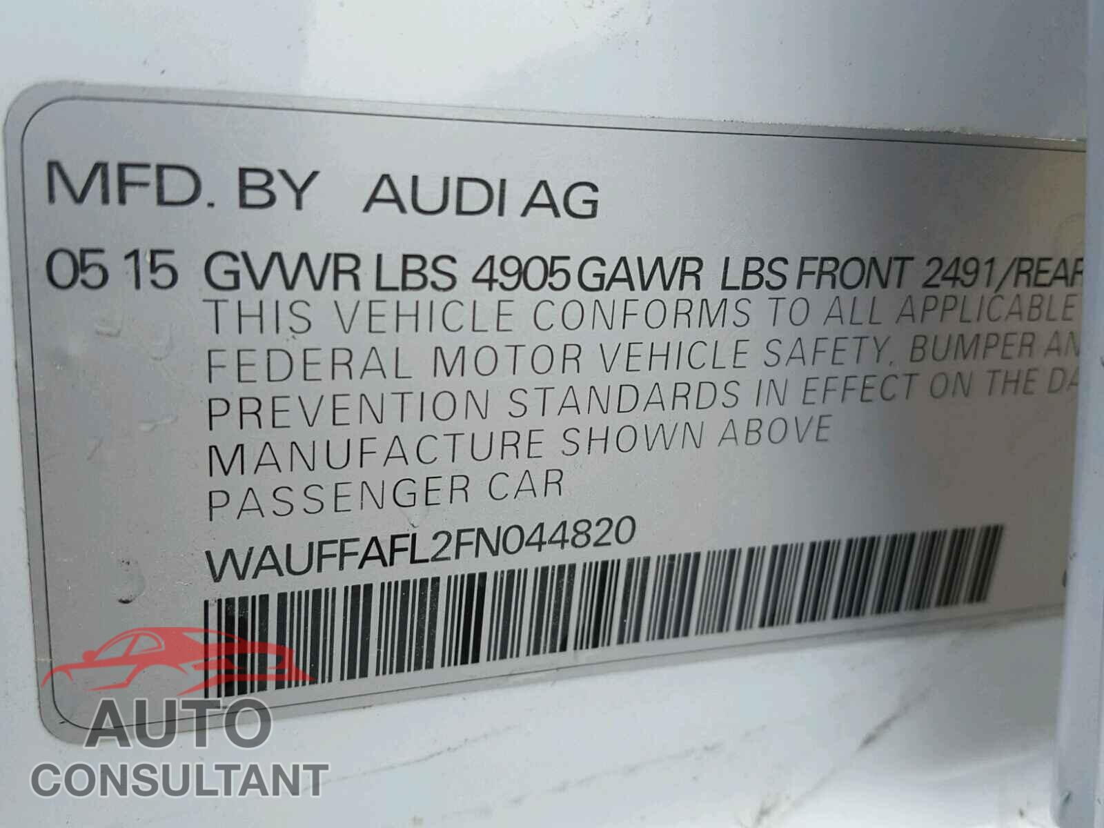 AUDI A4 2015 - WAUFFAFL2FN044820