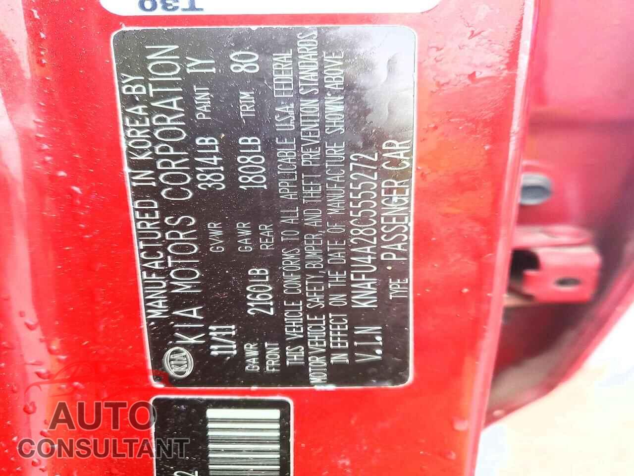 KIA FORTE 2012 - KNAFU4A28C5555272