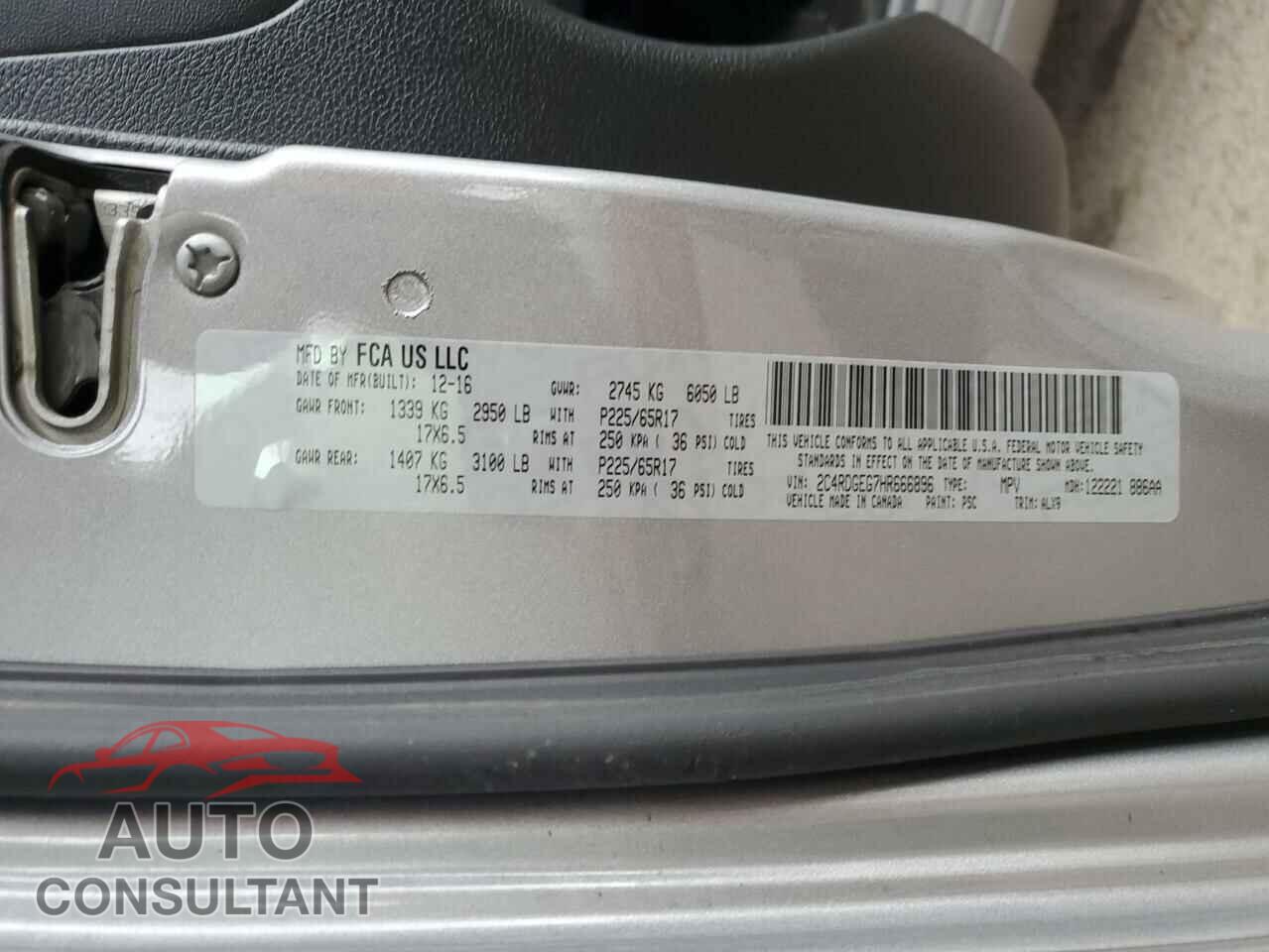DODGE CARAVAN 2017 - 2C4RDGEG7HR666896