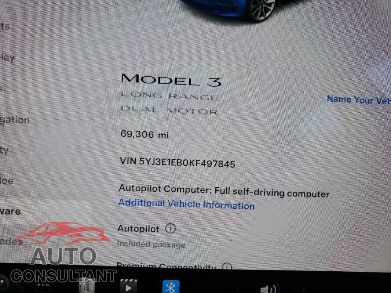 TESLA MODEL 3 2019 - 5YJ3E1EB0KF497845
