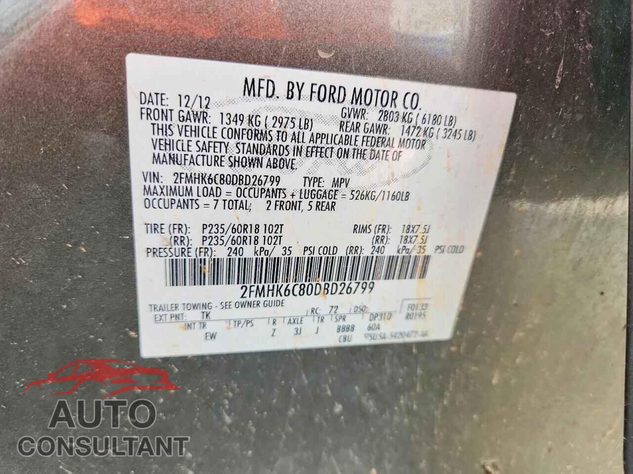 FORD FLEX 2013 - 2FMHK6C80DBD26799