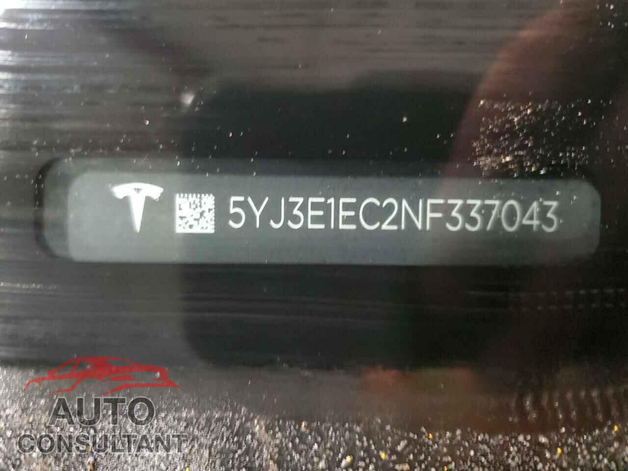 TESLA MODEL 3 2022 - 5YJ3E1EC2NF337043