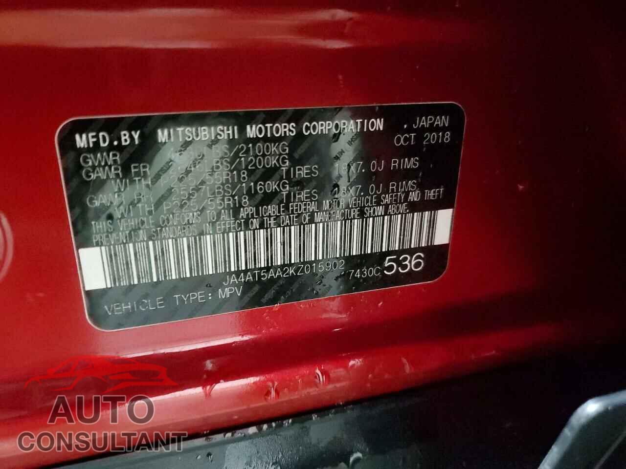 MITSUBISHI ECLIPSE 2019 - JA4AT5AA2KZ015902