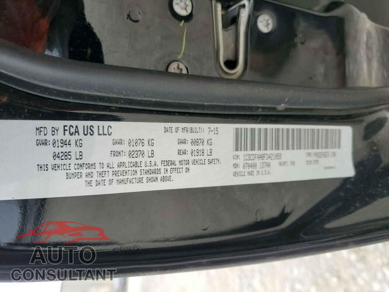 DODGE DART 2015 - 1C3CDFAA8FD421059