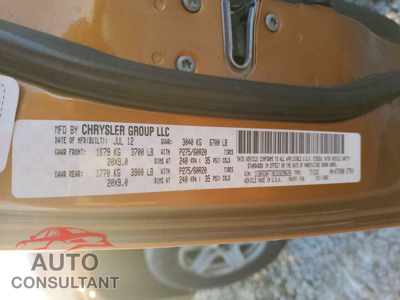 DODGE RAM 1500 2012 - 1C6RD6FT8CS329626