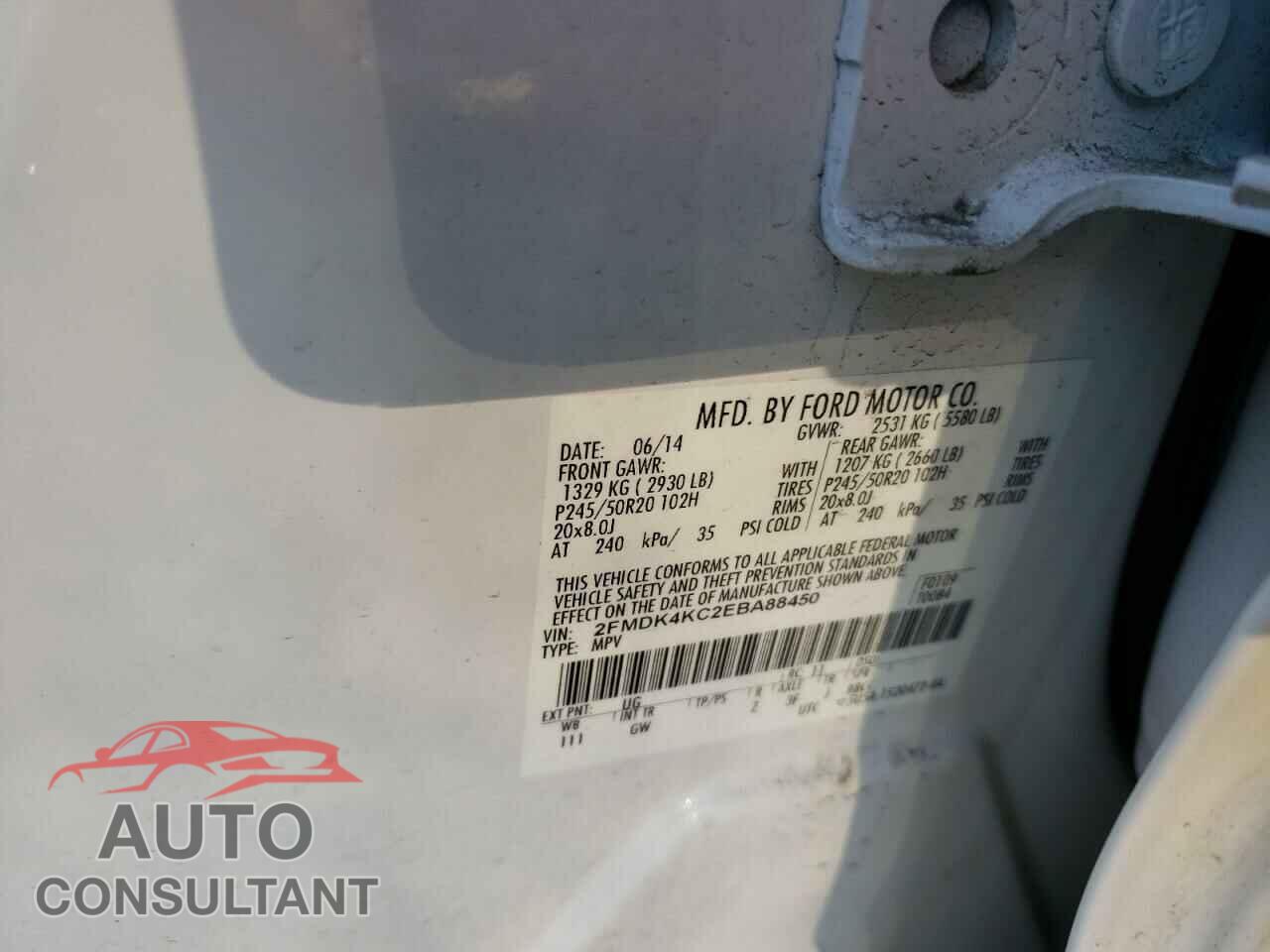 FORD EDGE 2014 - 2FMDK4KC2EBA88450