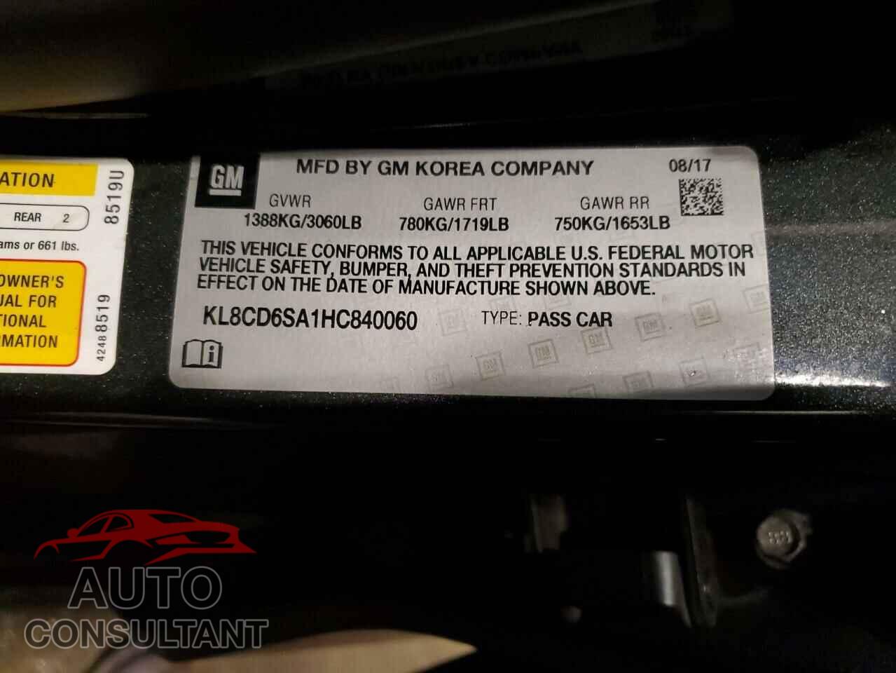 CHEVROLET SPARK 2017 - KL8CD6SA1HC840060
