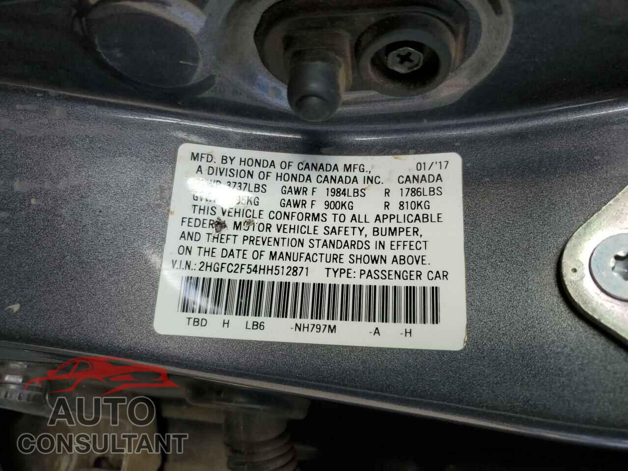 HONDA CIVIC 2017 - 2HGFC2F54HH512871