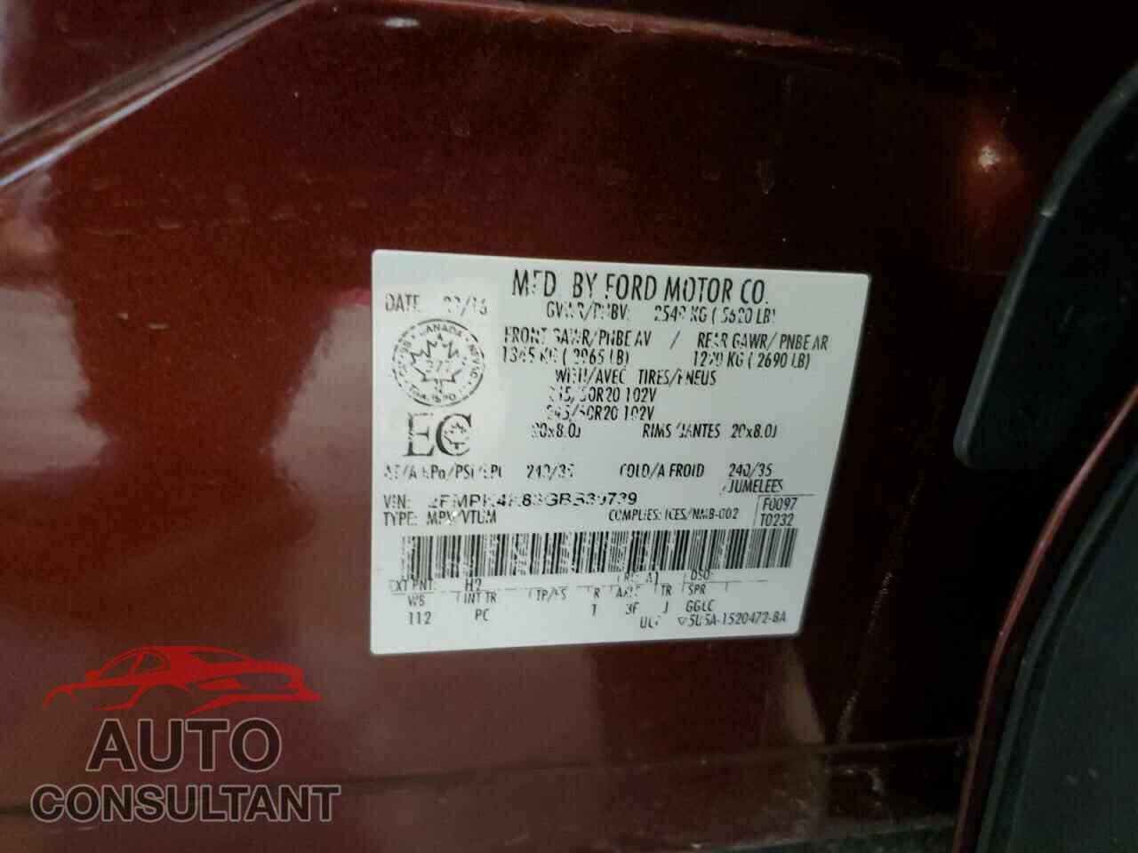 FORD EDGE 2016 - 2FMPK4K83GBB39739