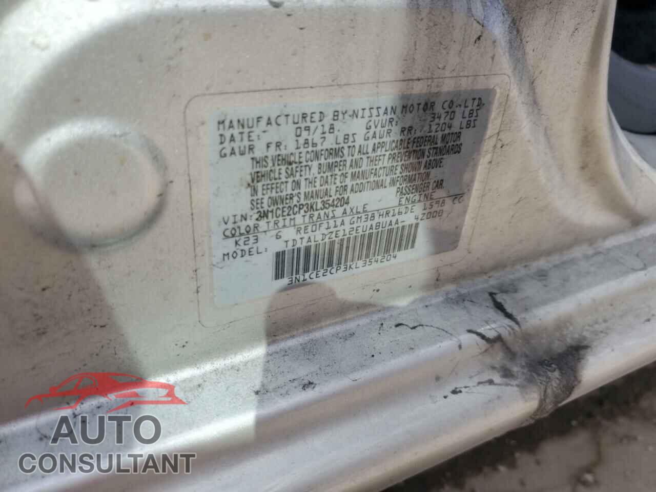 NISSAN VERSA 2019 - 3N1CE2CP3KL354204