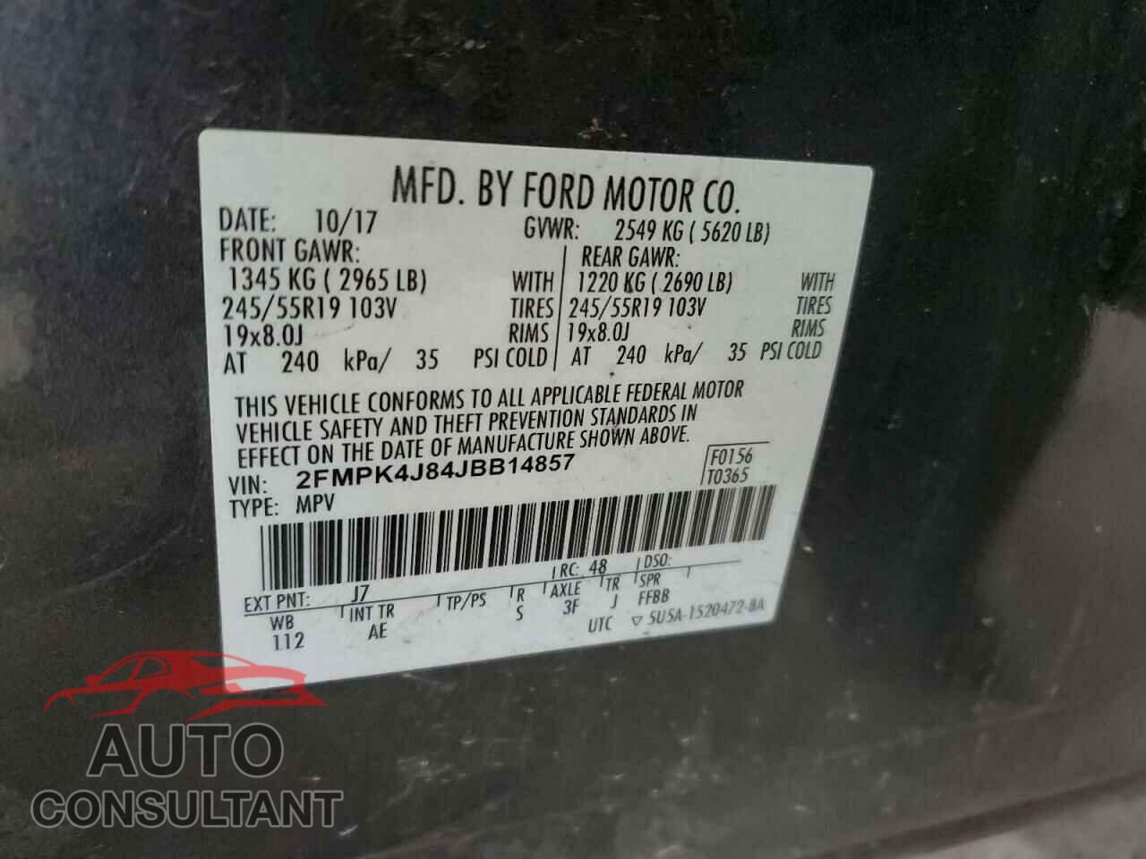 FORD EDGE 2018 - 2FMPK4J84JBB14857