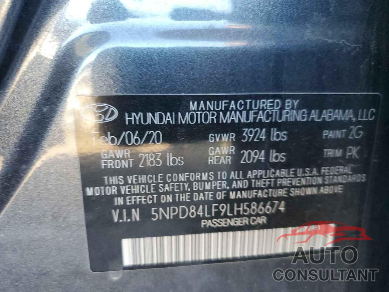 HYUNDAI ELANTRA 2020 - 5NPD84LF9LH586674