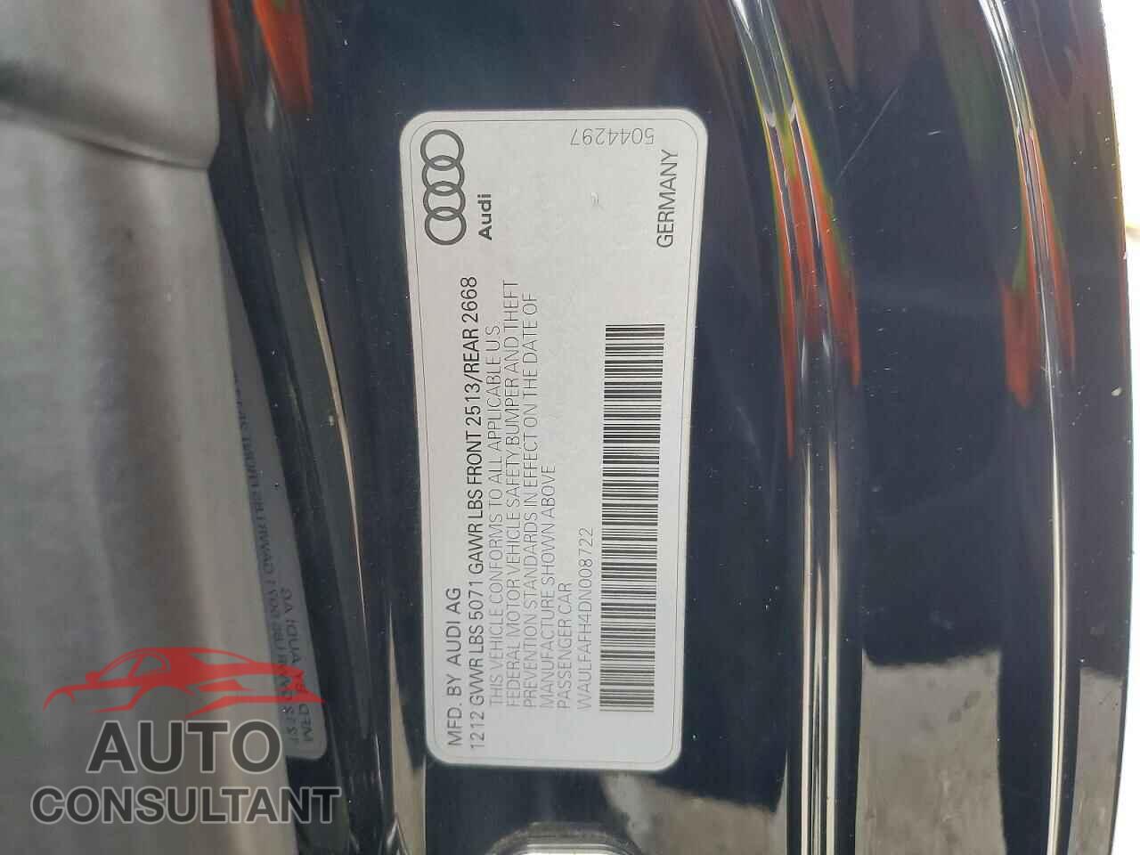 AUDI A5 2013 - WAULFAFH4DN008722