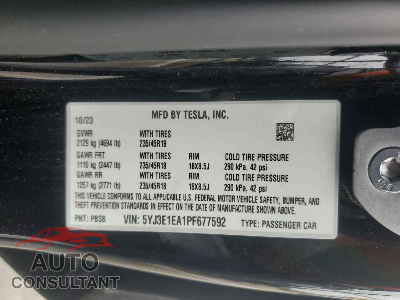 TESLA MODEL 3 2023 - 5YJ3E1EA1PF677592