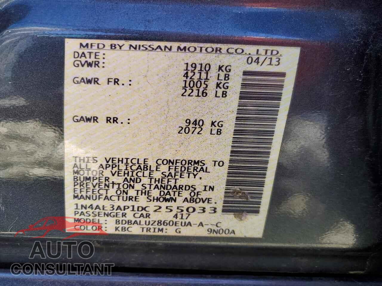 NISSAN ALTIMA 2013 - 1N4AL3AP1DC255033