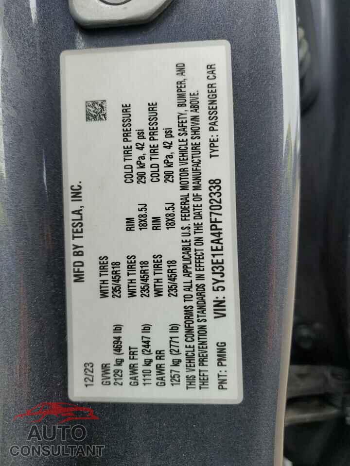 TESLA MODEL 3 2023 - 5YJ3E1EA4PF702338