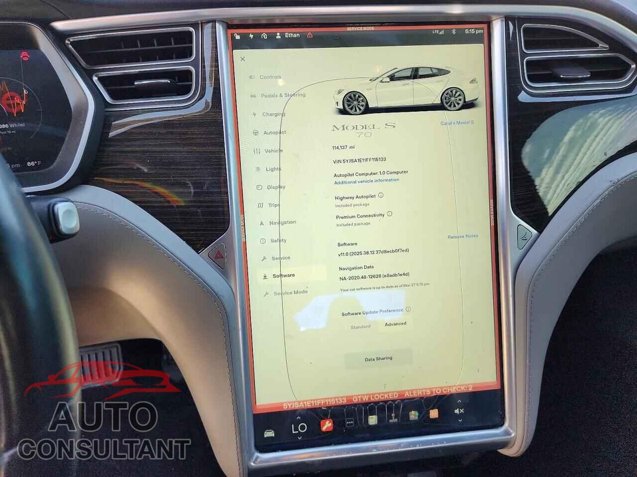 TESLA MODEL S 2015 - 5YJSA1E11FF115133