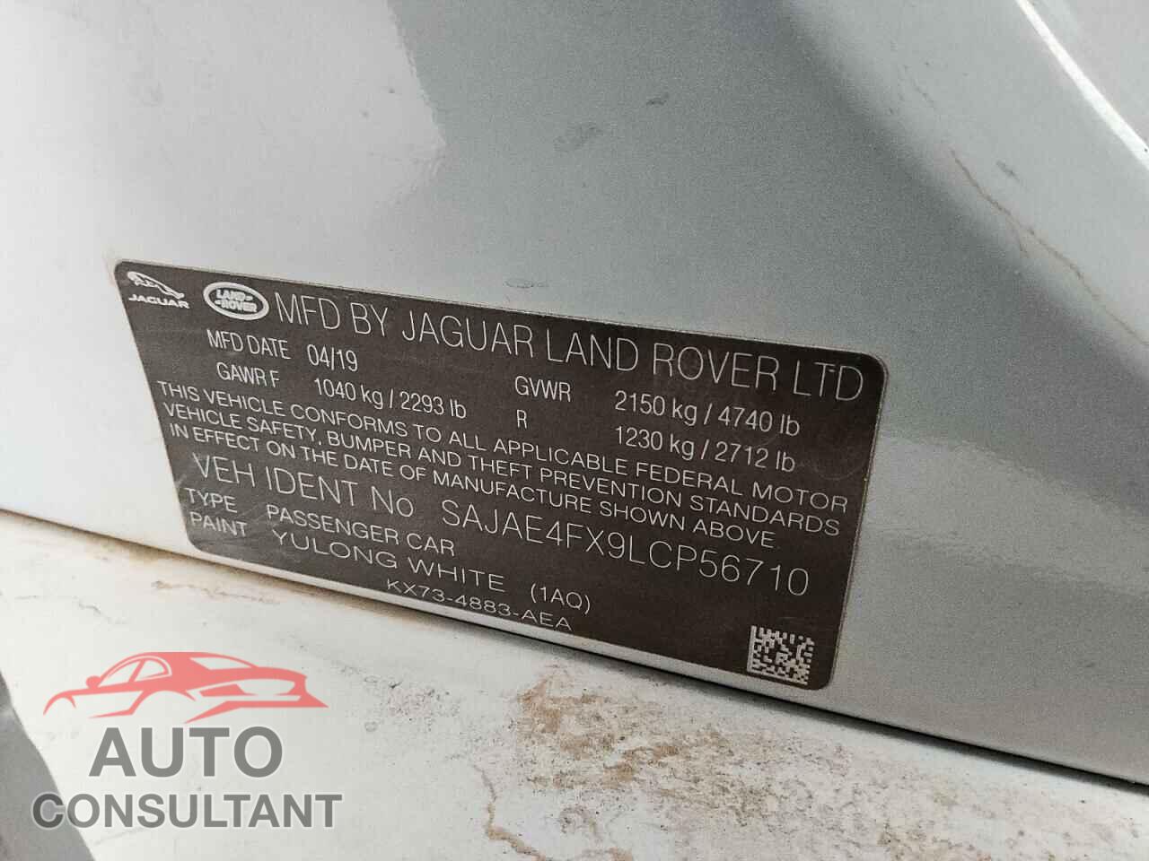 JAGUAR XE 2020 - SAJAE4FX9LCP56710