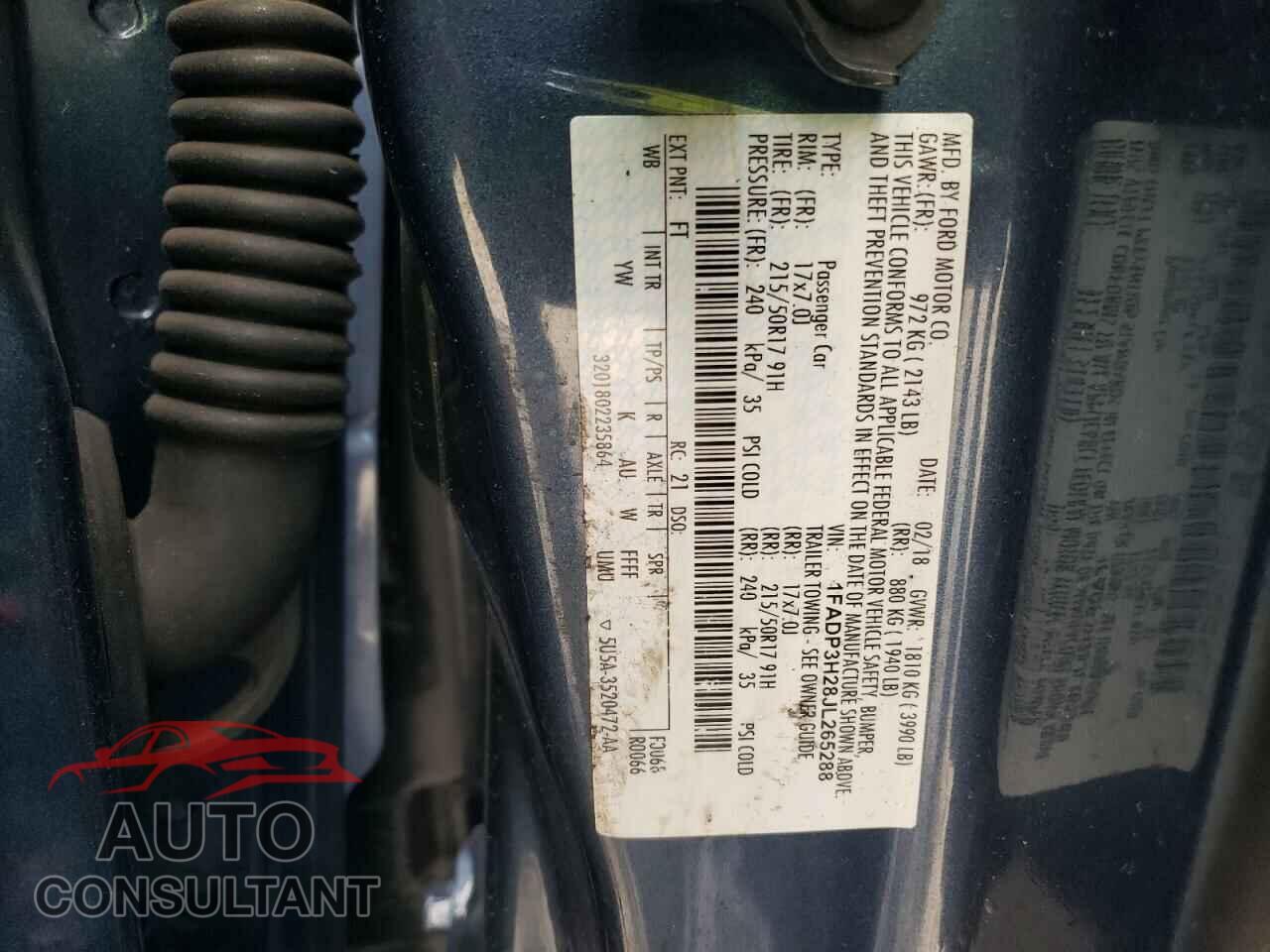 FORD FOCUS 2018 - 1FADP3H28JL265288