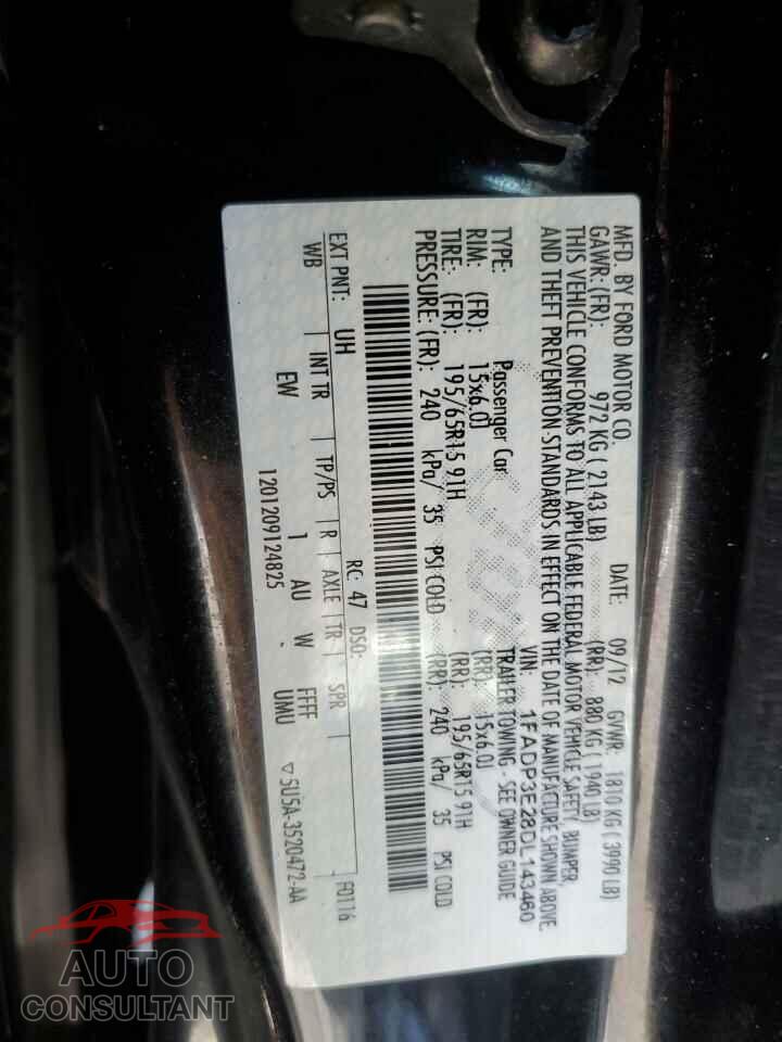 FORD FOCUS 2013 - 1FADP3E28DL143460