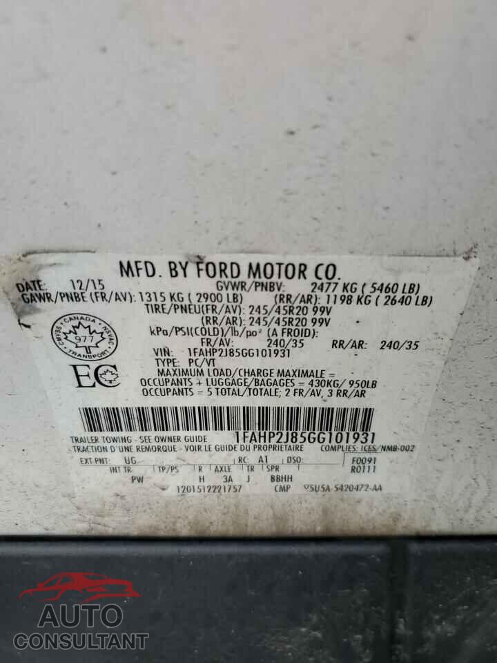 FORD TAURUS 2016 - 1FAHP2J85GG101931