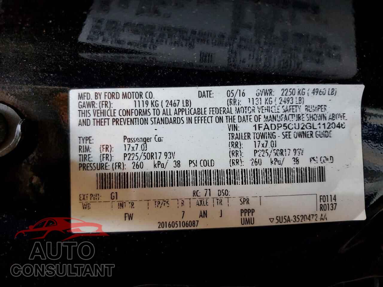 FORD CMAX 2016 - 1FADP5CU2GL112046