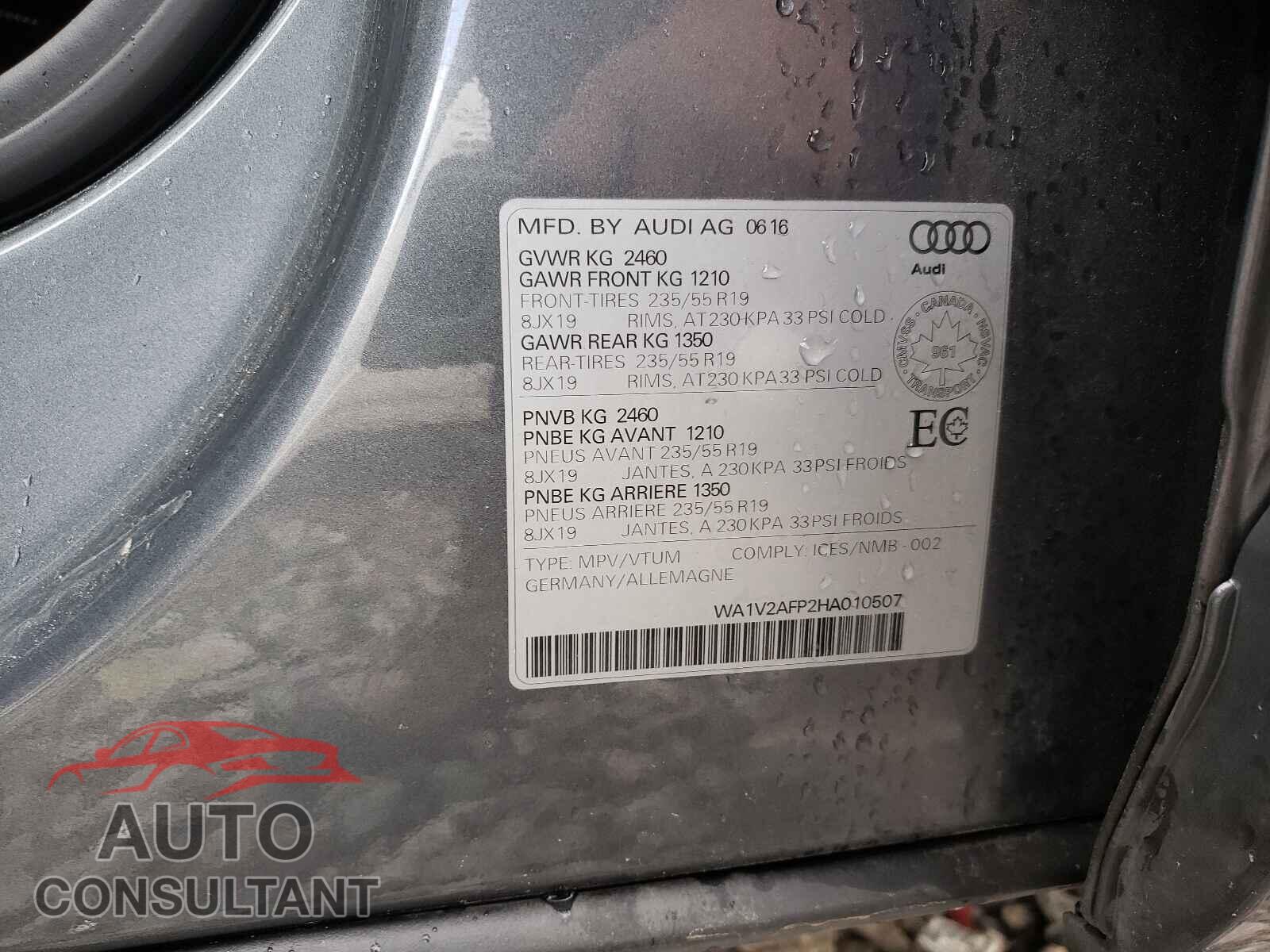 AUDI Q5 2017 - WA1V2AFP2HA010507
